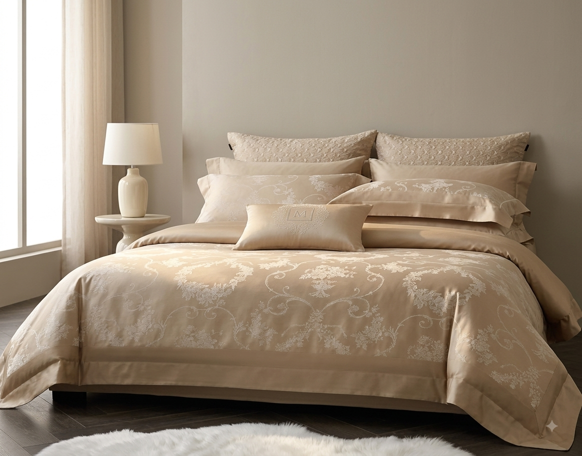 Anne – Artisan Gold & Silver Jacquard Bedding Set